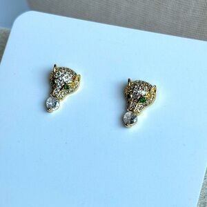 Elegant Gold and Silver Panther Stud Earrings